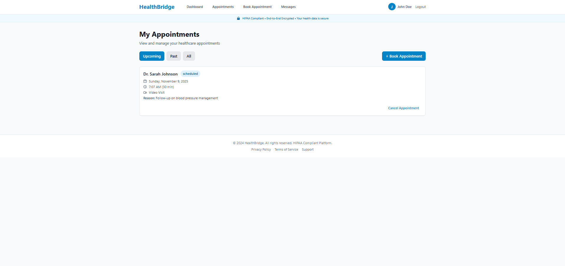 Telehealth & Patient Management Platform — Appointment booking