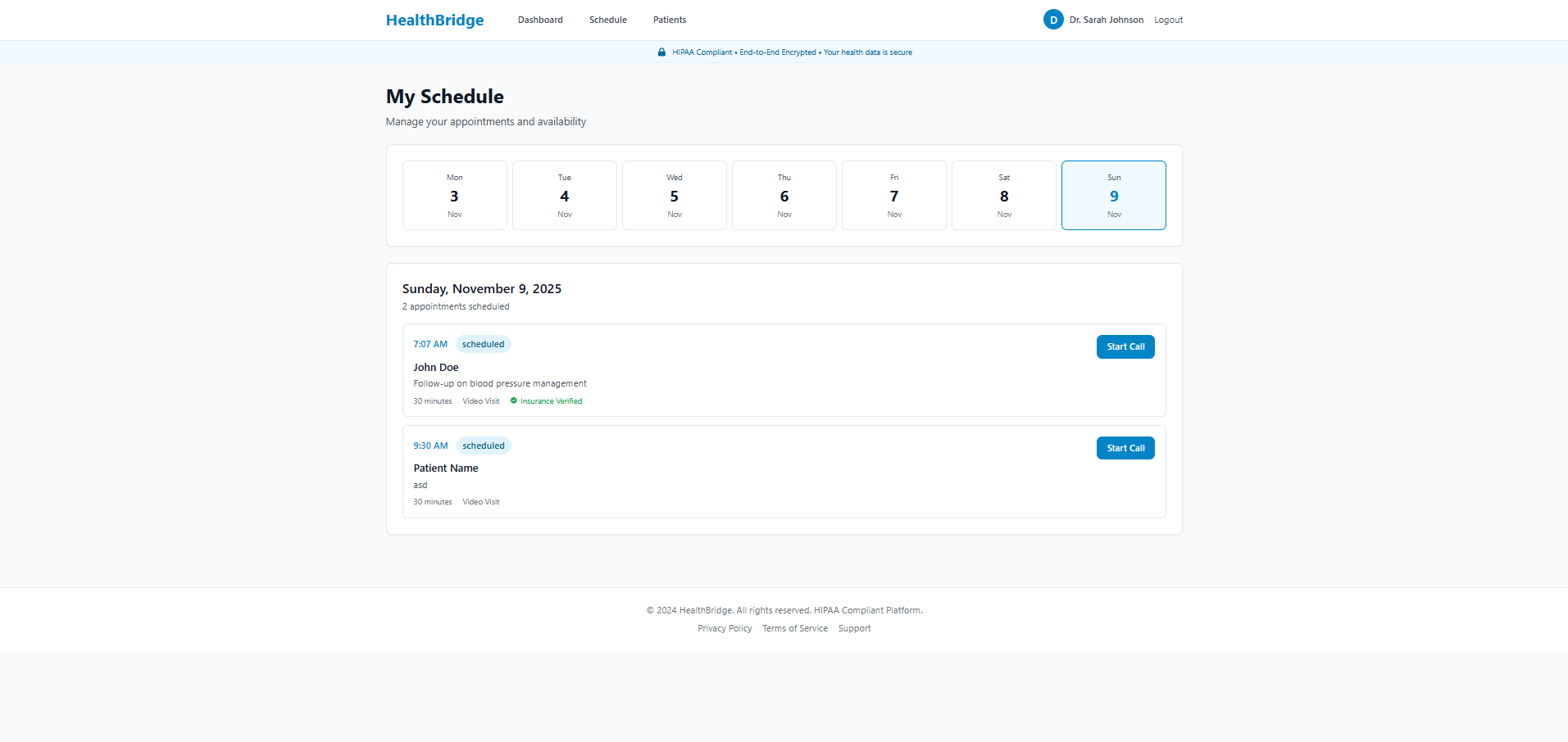 Telehealth & Patient Management Platform — Secure messaging